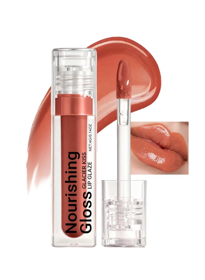 Lestpola Plumping Lip Gloss for Women, Glossy Finish Lip Tint Stain, Hydrating Moisturizing Lips Care Tinted Lips Oil, Non-Sticky Long Lasting Shine Lipgloss Lipstick, Plumping LipGloss Oil Makeup-02 Orange - Image 1
